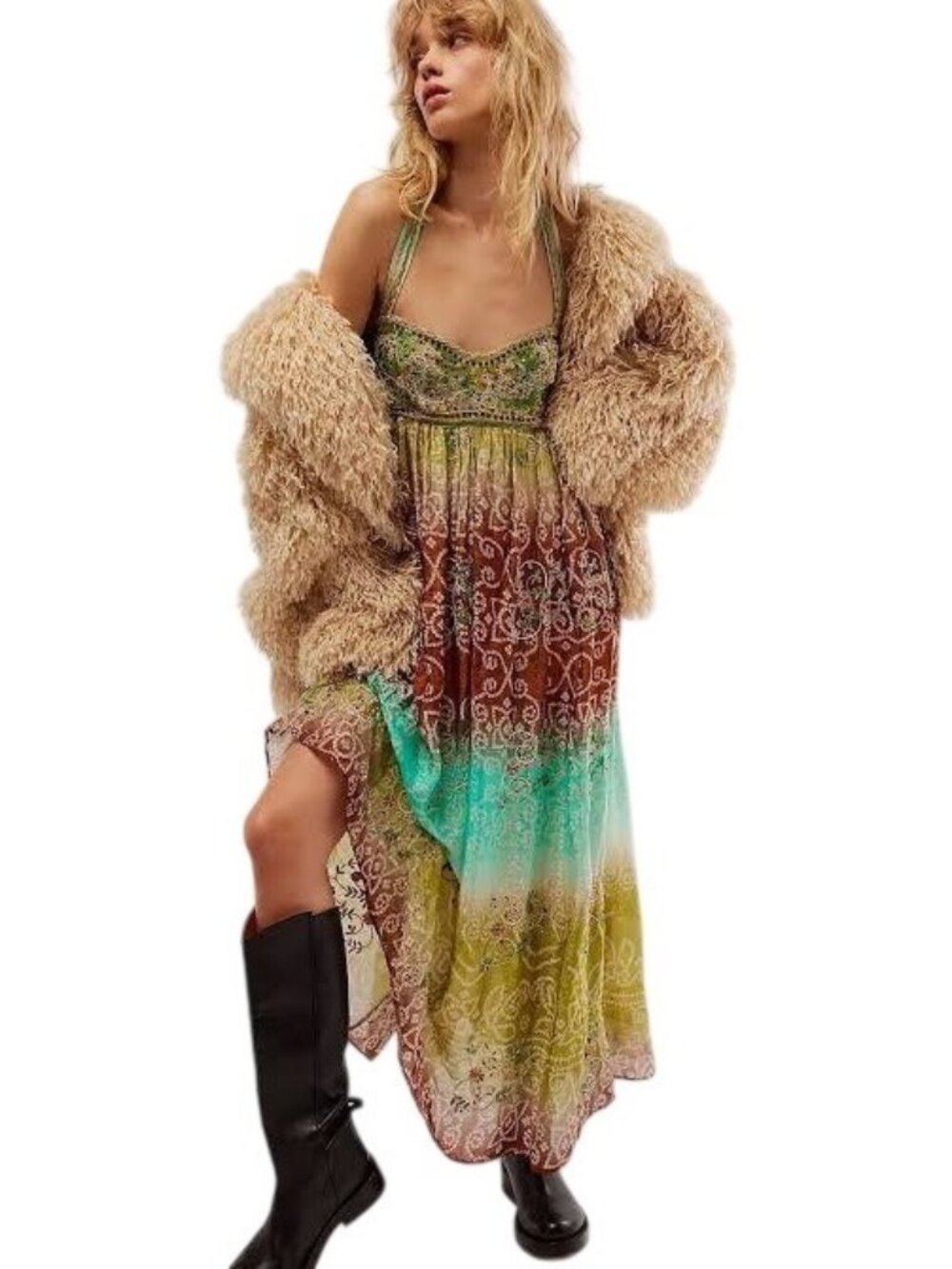 Free People Into The Nights Boho Maxi Dress Size Small New